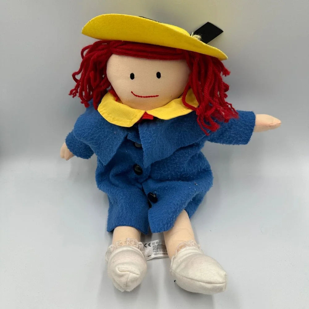 Madeline Rag Doll Plush Red Yarn Hair Blue Coat Yellow Hat RC2 Brands 2004 15in
